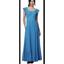 27. Mirror Of Venus Women Blue Maxi Lace Cocktail Dress 12 $248