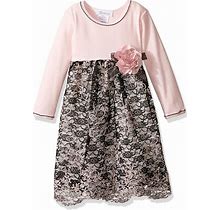 Bonnie Jean Girls' Knit To Floral Embroidered Scallop Dress Size 5