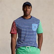 Ralph Lauren Striped Jersey Pocket T-Shirt - Size XL Tall In Beach Royal Multi