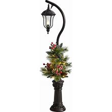 5' Holiday Decorated Lamp Post With Artificial Christmas Greenery - Green - 60