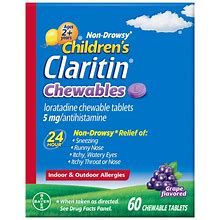 Claritin Children's Grape Flavored 5 Mg Ages 2+ Years Chewable Tablets - 60 Each