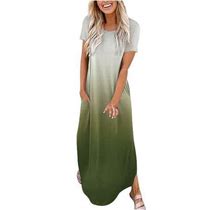 Summer Dresses For Womens Tie Dye Print Sundress Casual Loose Beach Maxi Long Dress Split Pockets Sleeveless Dress