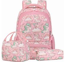 Meisohua School Backpacks Set Girls Unicorn Backpack With Lunch Bag And Pencil Case Kids 3 in 1 Bookbags Set School Bag For Elementary Preschool Wate