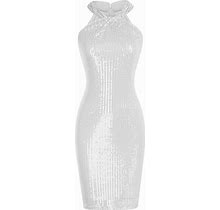 GRACE KARIN Sequin Dress For Women Sleeveless Sparkly Glitter Halter Dress Bodycon Mini Club Dresses 2024
