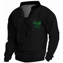 Dorkasm St Patricks Day Shirt Sweatshirts For Men Henley Button Long Sleeve Shirt For Men Irish Shamrock Pullover Clothes Black XL