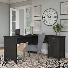 Bush Furniture Salinas L Shaped Desk With Storage Black Vintage Black