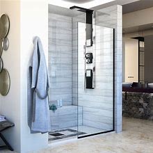 Dreamline | Linea Satin Black Single Panel Frameless Shower Screen, 34 X 72 Inch, Glass - Floor & Decor | 100927359