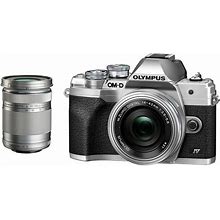 Olympus OM-D E-M10 Mark IV Camera With 14-42mm & 40-150mm Lenses (Silver)