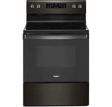 Whirlpool 30-In Smooth Surface Glass Top 5 Elements 5.3-Cu Ft Self-Cleaning Freestanding Electric Range (Fingerprint Resistant Black Stainless)
