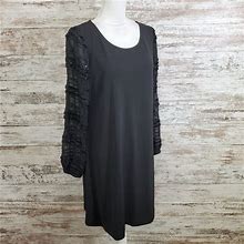 Alfani Dresses | Alfani Deep Black Textured Shimmer Shift Dress | Color: Black | Size: M