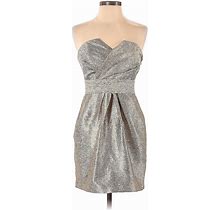Coast Cocktail Dress - Party Sweetheart Strapless: Silver Brocade Dresses - Women's Size 6