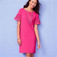 Talbots Dresses | Talbots Eyelet Interlock Shift Dress | Color: Pink | Size: M
