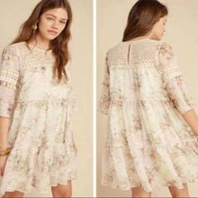 Anthropologie Dresses | Bnwt Anthropologie Embroidered Lace Tunic Dress | Color: Gold/Red | Size: Xl