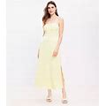 Loft Shirred Sweetheart Neck Midi Dress Size 16 Lemon Squeeze Women's