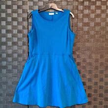 New York & Company Dresses | Women's L Fit And Flair Dress With Pockets | Color: Blue | Size: L