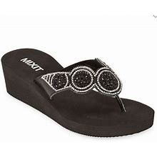 Women's Mixit Black Five Disk Flip Flops Wedge Sandals Sizes 6, 7, 8,