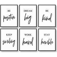 GIFTSFARM Inspirational Wall Art, Motivational Office Wall Art For Living Room And Bedroom, Office Decor (Set Of 6, 8X10in, Unframed)