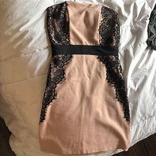 Forever 21 Dresses | Cute Nude With Lace Halter Dress | Color: Black/Cream | Size: S