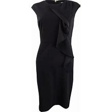 Dkny Dresses | Dkny Women's Ruffled Cap-Sleeve Sheath Dress (8, Black) | Color: Black | Size: 8