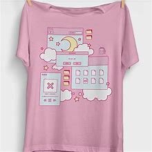 Gildan Kawaii Aesthetic Browser T-Shirt Or Vaporwave Clothing Or Soft Pastel Grunge Shi - New Women | Color: Pink | Size: L