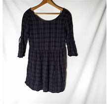 Forever 21 Dresses | Forever 21 Dark Blue Grey Red Plaid Shirt Dress Size Small | Color: Blue/Gray | Size: S