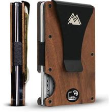 Mountain Voyage Minimalist Wallet For Men - Slim RFID Wallet, Scratch Resistant, Natural Walnut Wood Credit Card Holder & Money Clip, Easily