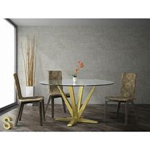 Saloom Furniture Aura Pedestal Dining Table Wood/Glass In Brown | 28.5 H X 48 W X 48 D In | Wayfair 6Ea79ebd2abf83ad2ed1ac824d0babaa