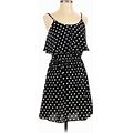 Elle Casual Dress - A-Line Scoop Neck Sleeveless: Black Polka Dots Dresses - Women's Size X-Small