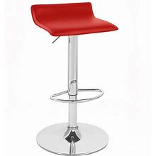 Roundhill Furniture Contemporary Chrome Air Lift Adjustable Swivel Stools With Red Seat, Set Of 2
