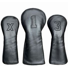 Black Golf Head Cover Set 3 Pack Fits Callaway, Taylormade,Titliest,