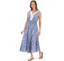 Collections Etc Smocked Waist Paisley Print Lace Trim Sleeveless Dress - Dress For Women - Wedding Guest Women - Summer - Dress For Women Casual, Work