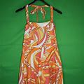 Becky & Max Dresses | Becky & Max Halter Sundress Bold Bright Mod Retro Pin Up Size 12 Knee Length | Color: Orange/Yellow | Size: 12