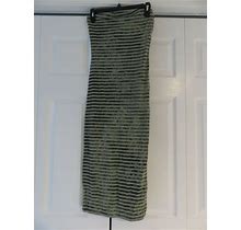2B Bebe Strapless Grey And Green Striped Maxi Causal Dress S- With