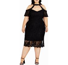 Plus Size Pippa Cold Shoulder Lace Dress - Black