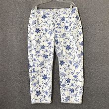 J.Jill Denim Women's Size 16 Authentic Fit Cropped Floral Print Stretch Jeans
