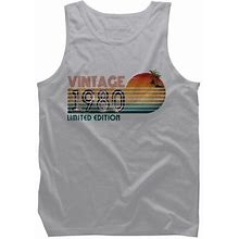 Vintage 1980 Limited Edition Mens Athletic Heather Cream Graphic Tank Top - Design By Humans XL