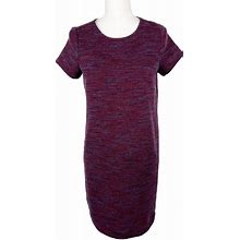 Loft Dresses | Ann Taylor Loft Dress Women Medium Petites Purple Blue Knit Short Sleeve Casual | Color: Purple | Size: Mp