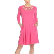 White Mark 3/4 Sleeve Swing Dresses | Pink | Womens X-Large | Dresses Swing Dresses