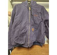Carhartt 4Xl Navy Blue Duck Cloth Lined Jacket V Good Condition 376-20