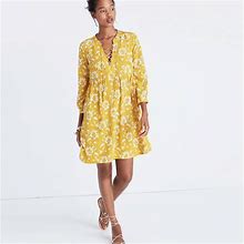 NEW Madewell Silk Lace Up Dress In Assam Floral Babydoll Dress 3/4 Sleeve SZ M