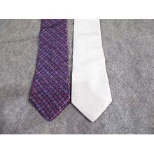 Dion Lizature Tie Mens Lot Of 2 Pink Silver Geometric Necktie Woven
