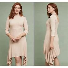 Nwt From The Heart Of Anthropologie Building Pink Ribbed Mock Neck Dress Medium