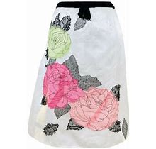 Jon By Teri Jon Women's Floral Appliqué Satin A-Line Skirt, Size 8