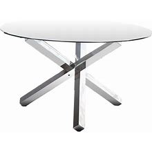 Best Master Furniture Tracy 54 Inch Round Glass Dining Table In Silver