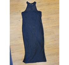 Leith Juniors Black Lace Halter Midi Bodycon Dress Size Small