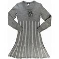 Venus Long Sleeve Acrylic Knit Sweater Gray Midi Dress Womens Small