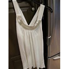 Julies Closet Ivory Summer Mini Dress With Beaded Neckline Size M