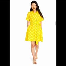 Lisa Marie Fernandez Dresses | Lisa Marie Fernandez X Target Yellow Polka Dot Button-Front Shirtdress | Color: White/Yellow | Size: 3X