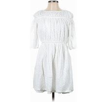 Nasty Gal Inc. Casual Dress - A-Line Crew Neck 3/4 Sleeves: White Solid Dresses - Women's Size 0
