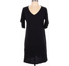 Apt. 9 Casual Dress - Shift V Neck Short Sleeve: Black Solid Dresses - Women's Size Small
